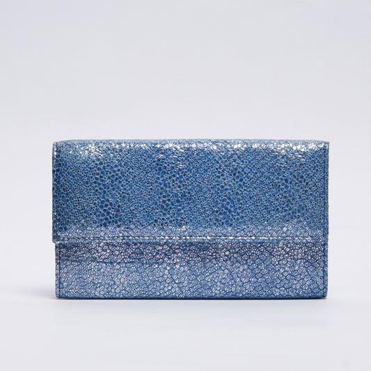 Luxe Leather Wallet Shimmering Blue