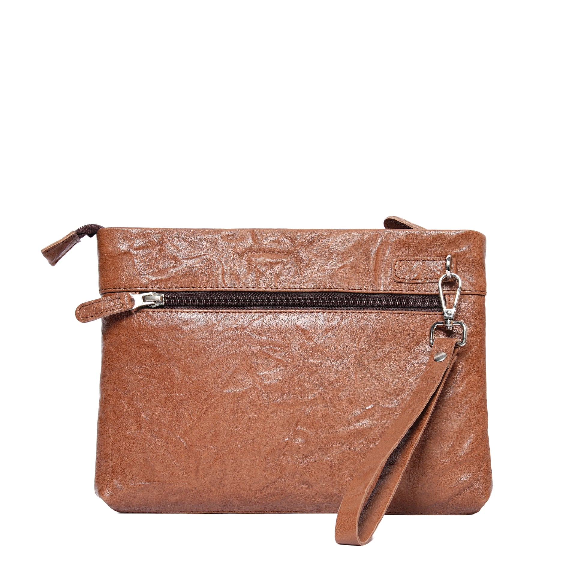 Handmade Leather Pouch Textured Tan