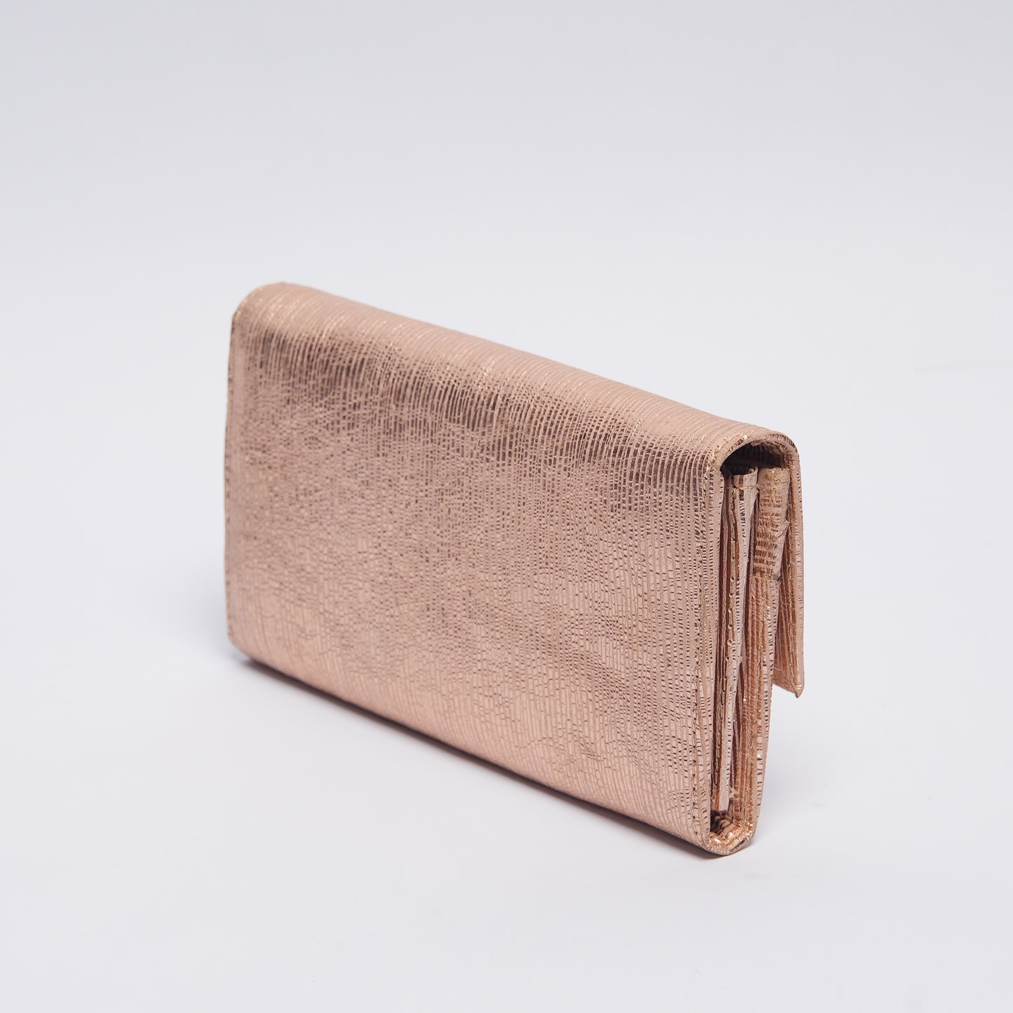 Luxe Leather Wallet Shimmering Peach