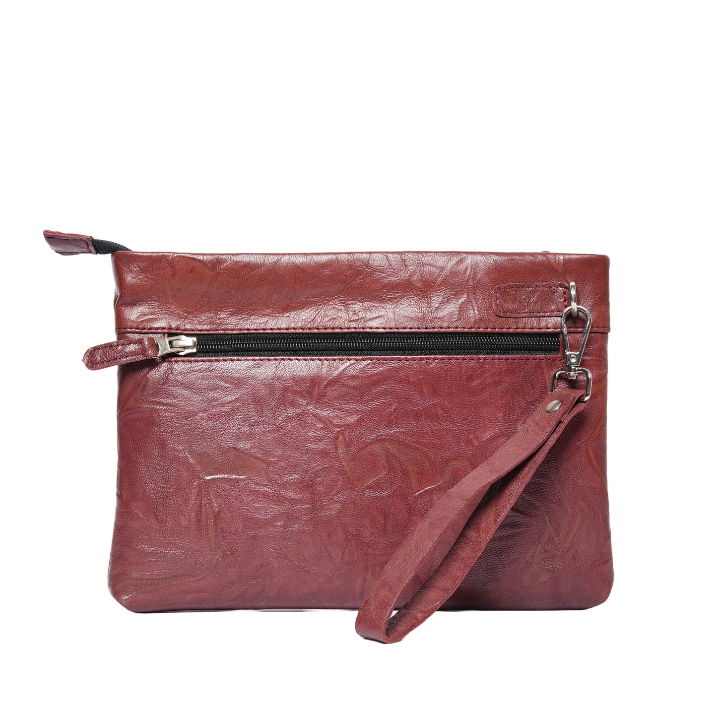 Handmade Leather Pouch Textured Maroon