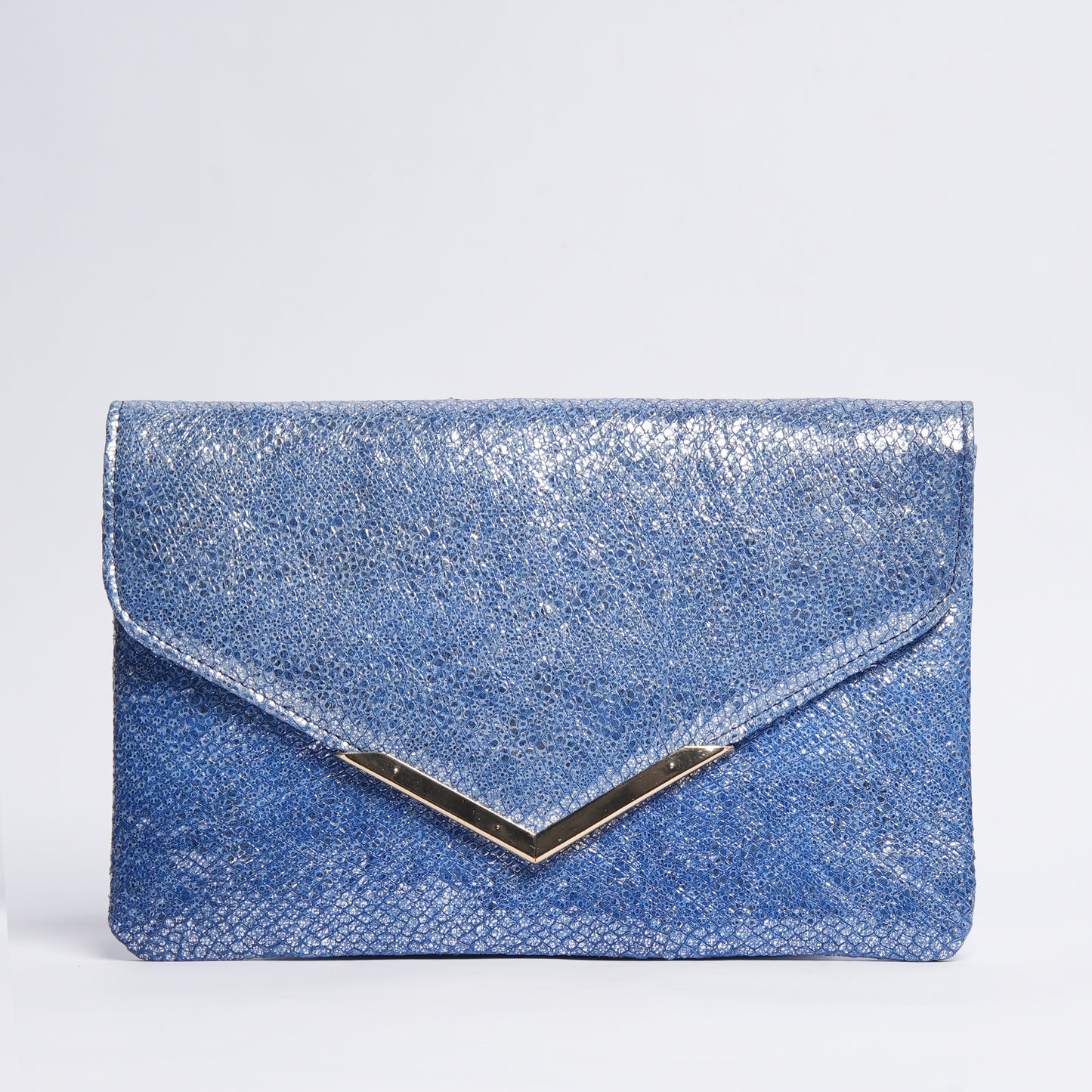 Luxe Leather Clutch Shimmering Blue