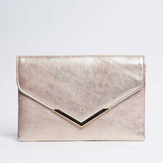 Luxe Leather Clutch Golden Cross Style