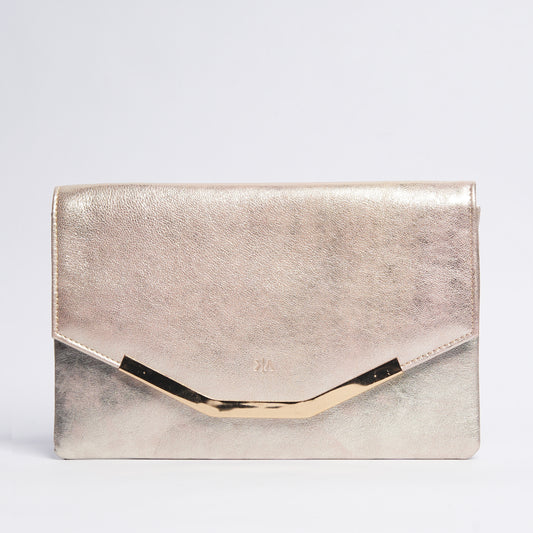 Luxe Leather Clutch Golden