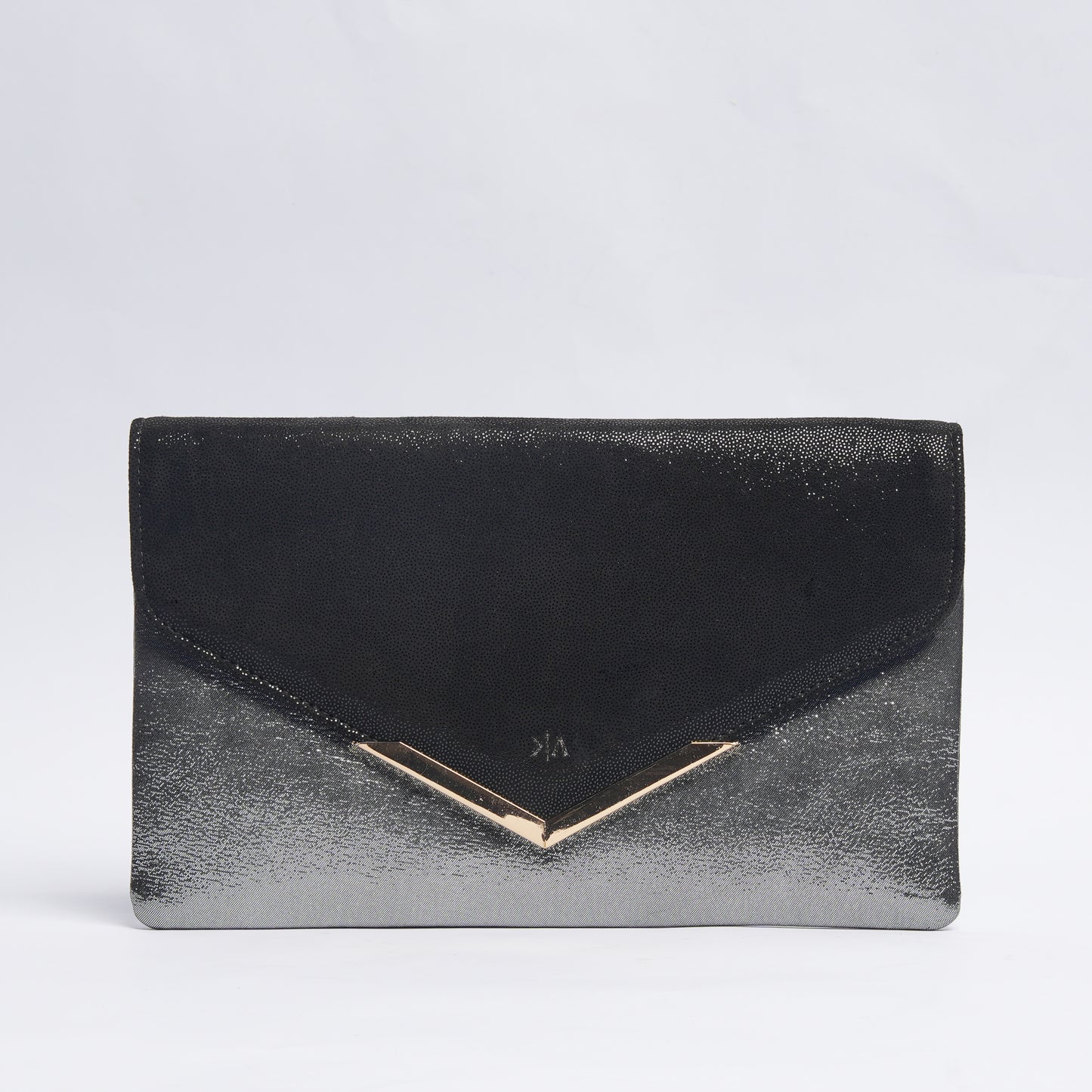 Luxe Leather Clutch Shimmering Black and Silver Cross Style