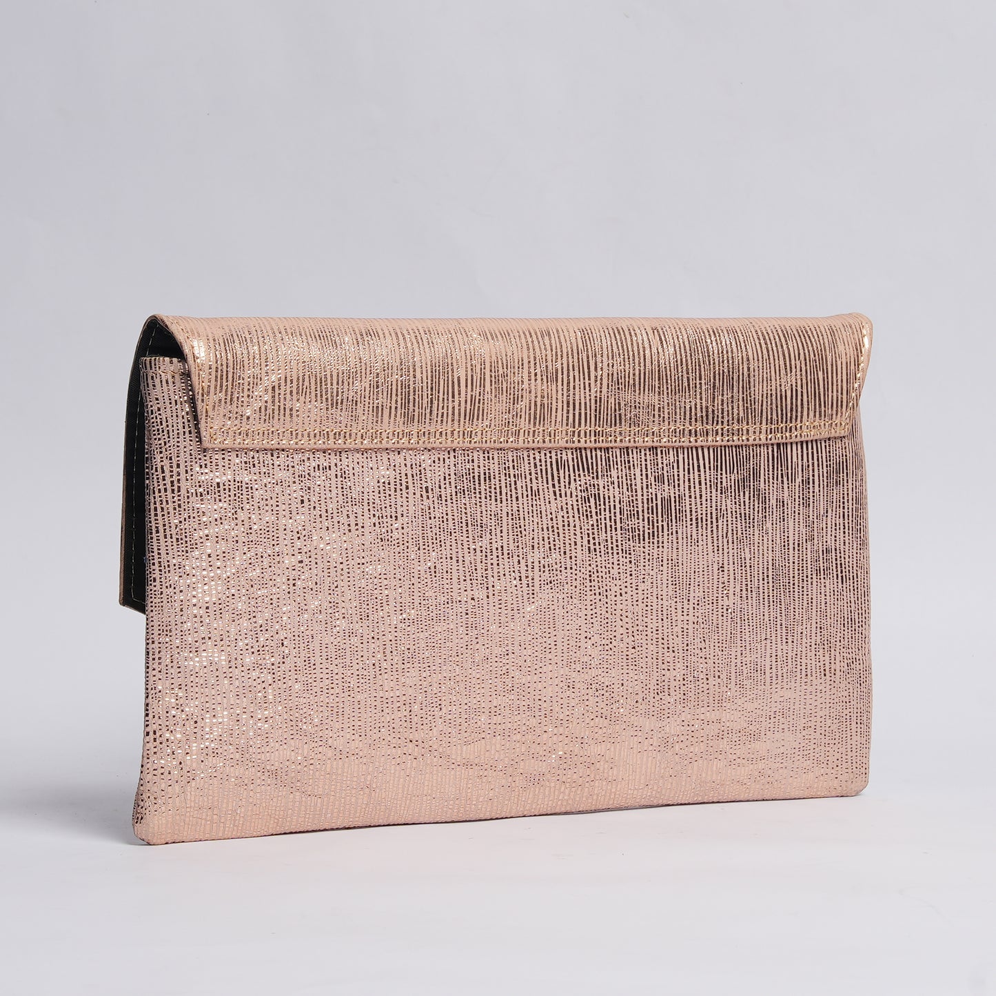 Luxe Leather Clutch Shimmering Peach