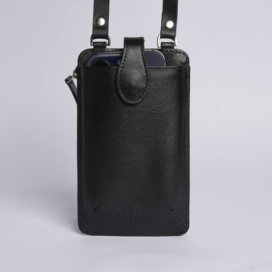 Handmade Leather Mobile Pouch Black