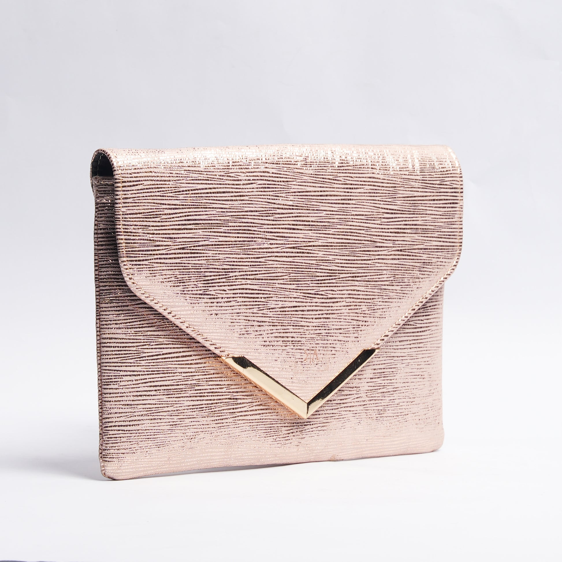 Luxe Leather Clutch Shimmering Peach Cross Style