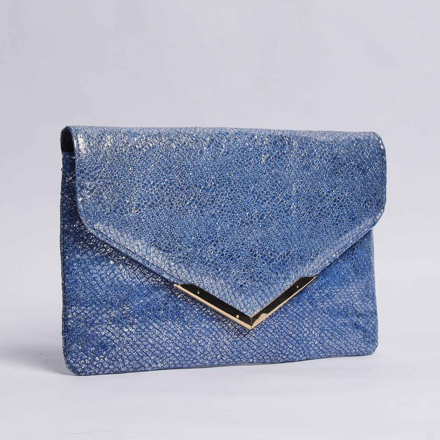 Luxe Leather Clutch Shimmering Blue