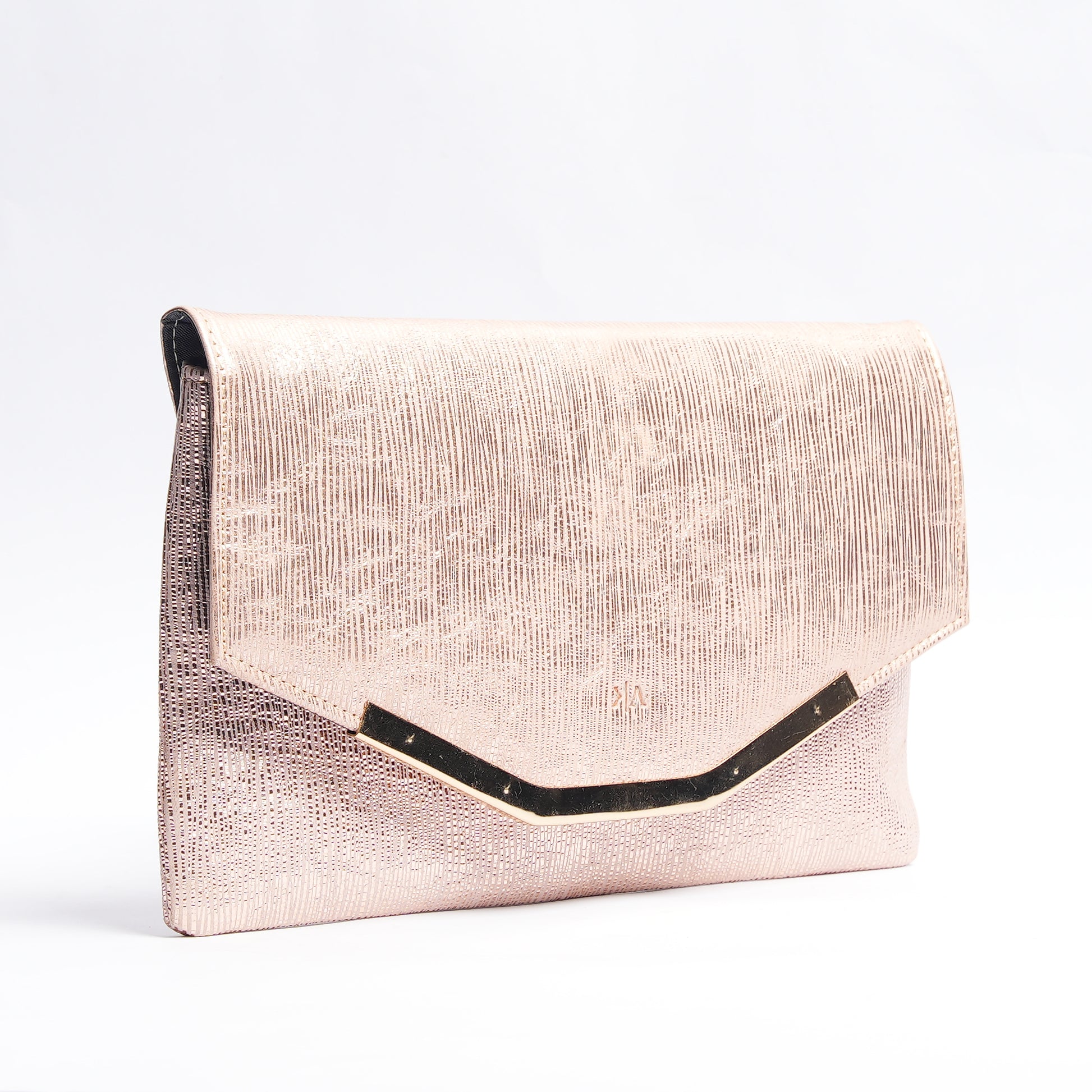 Luxe Leather Clutch Shimmering Peach