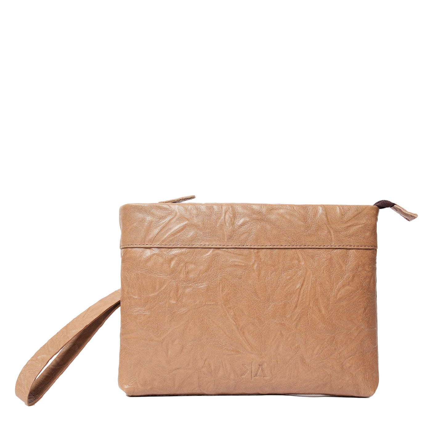 Handmade Leather Pouch Textured Beige Media