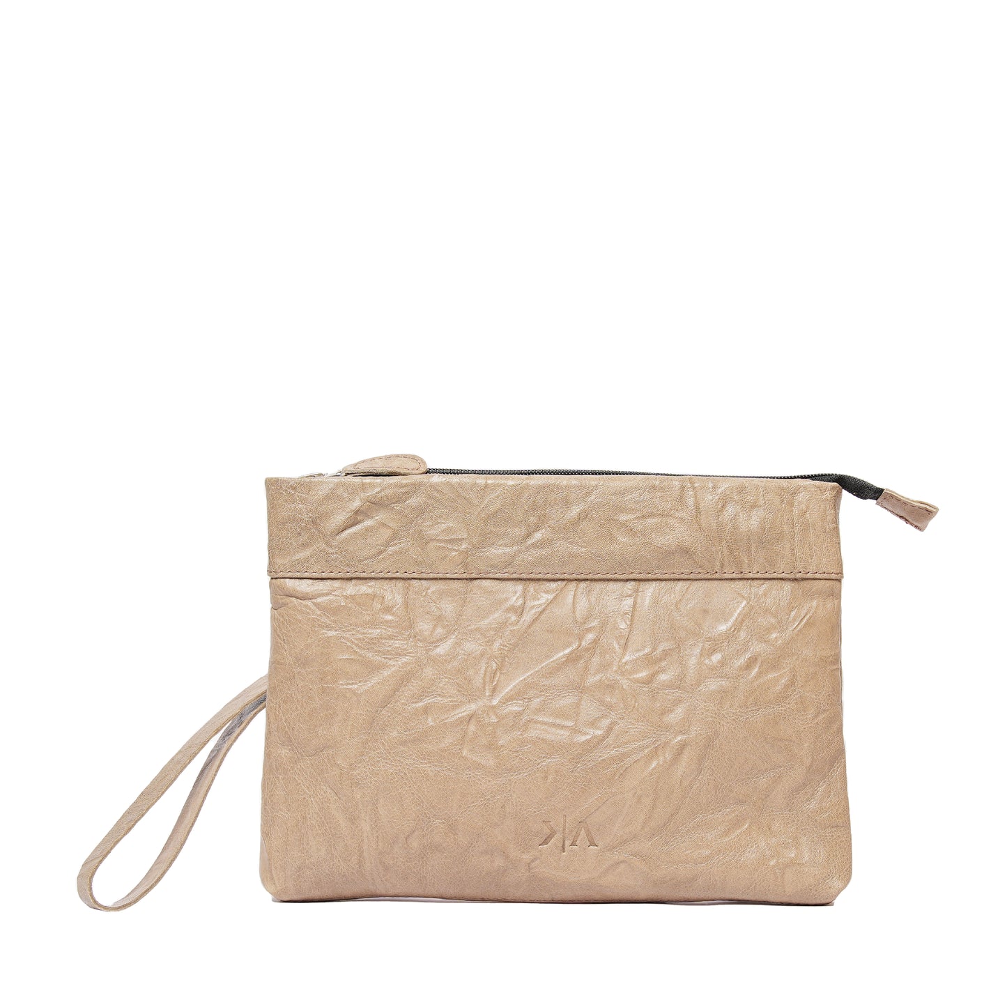 Handmade Leather Pouch Textured Light Beige