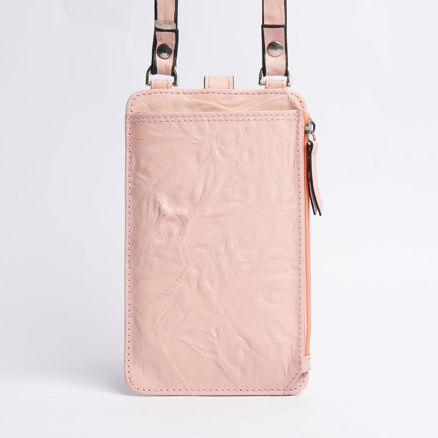 Handmade Leather Mobile Pouch Pink