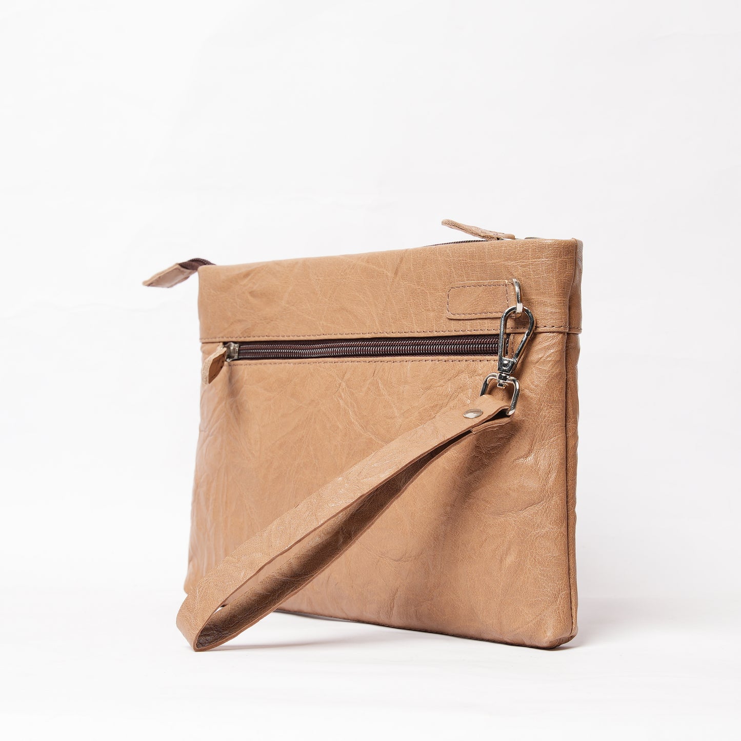 Handmade Leather Pouch Textured Beige