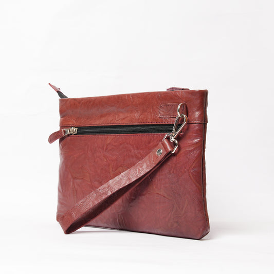 Handmade Leather Pouch Textured Maroon