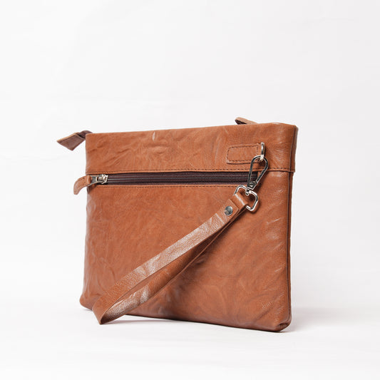 Handmade Leather Pouch Textured Tan