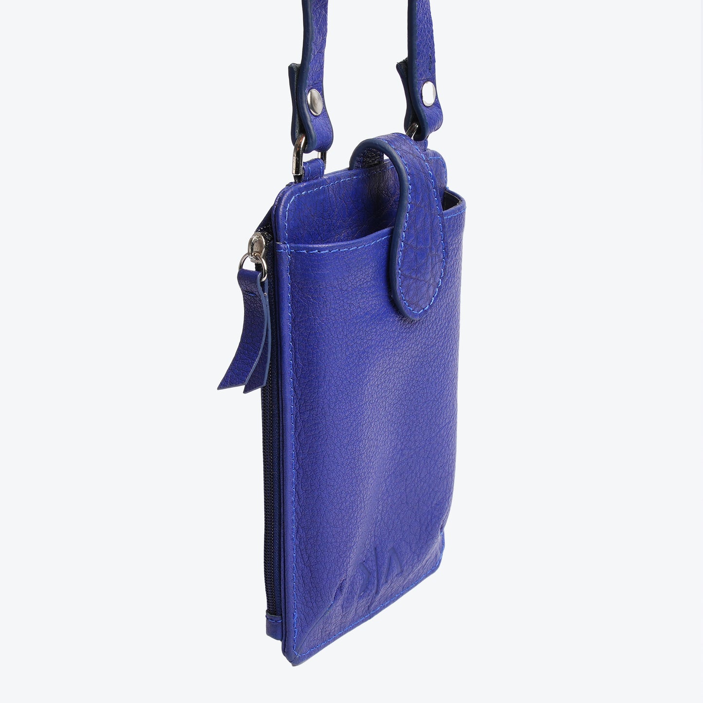 Handmade Leather Mobile Pouch Blue